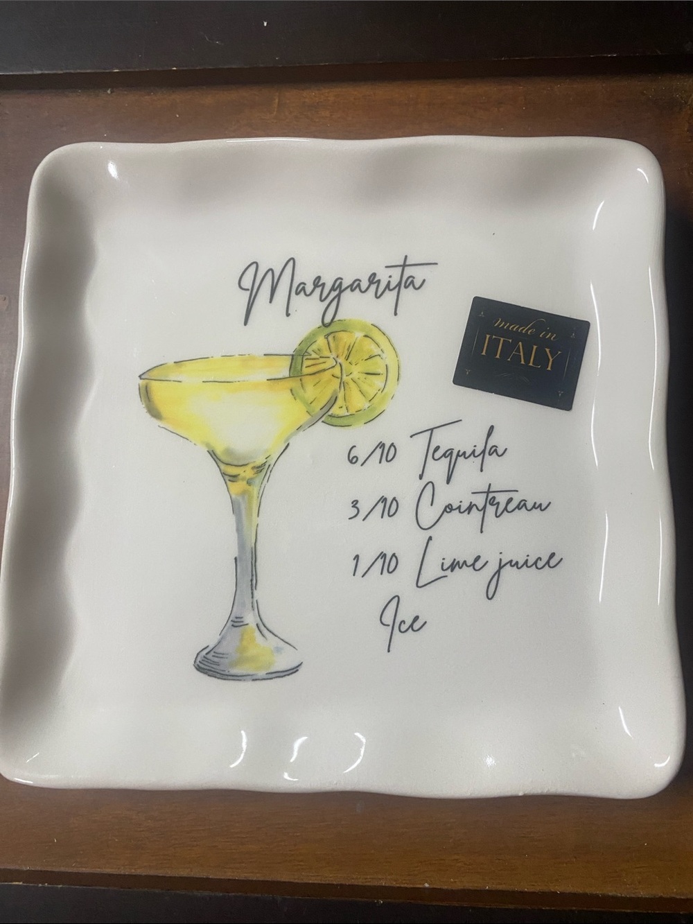 Made in Italy Margarita Ceramic Appetizer Plate - White with Yellow Accent